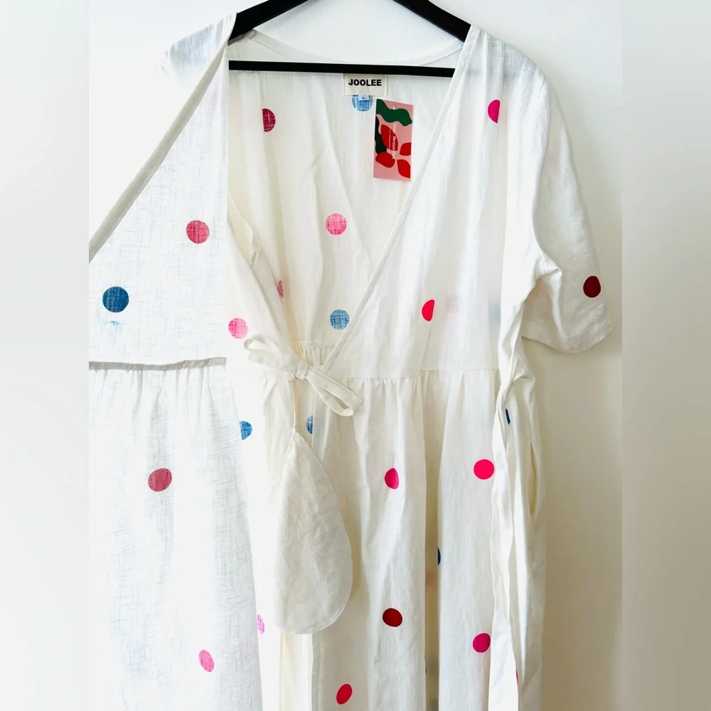 Linen wrap dress dots - Picture 3 of 4